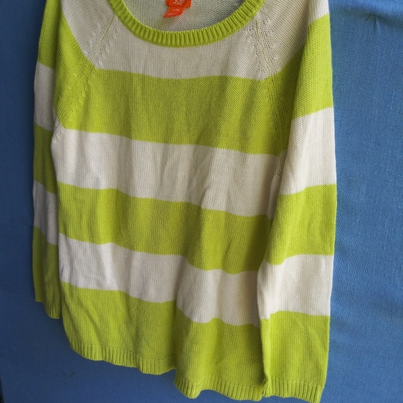 Joe Fresh Women's Size XL Green Ivory Striped Sweater B Tote - Picture 4 of 6